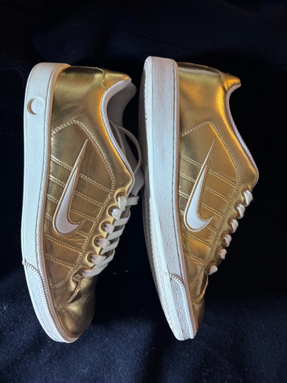 Nike Gold and White Low-Top Sneakers